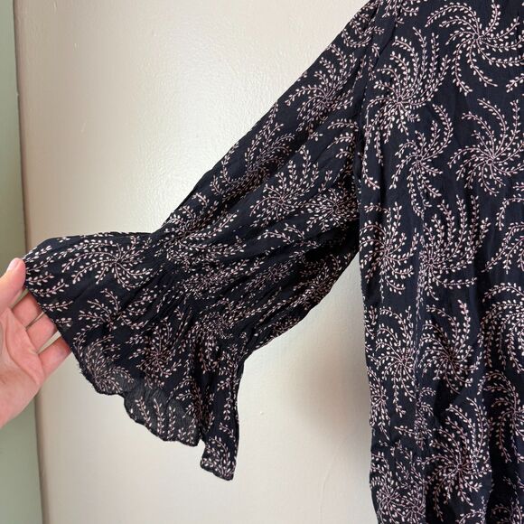 Ba&sh Floral Puff Sleeve Boho Blouse Viscose Purple Ruffle Size US 8 Oversized - Picture 2 of 11